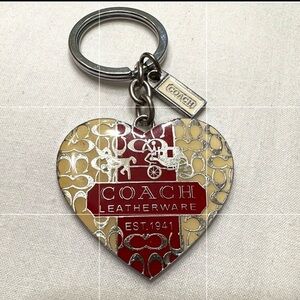 Coach Heart Keychain Charm Key Ring